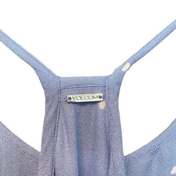 Volcom Small S Light Blue Tank White Polka Dot Peplum Ruffle Top - Picture 7 of 10